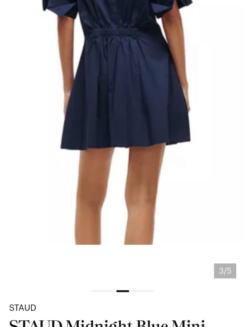 STAUD Navy Short-Sleeve Shirt Mini Dress with Flare Skirt - Picture 4 of 6